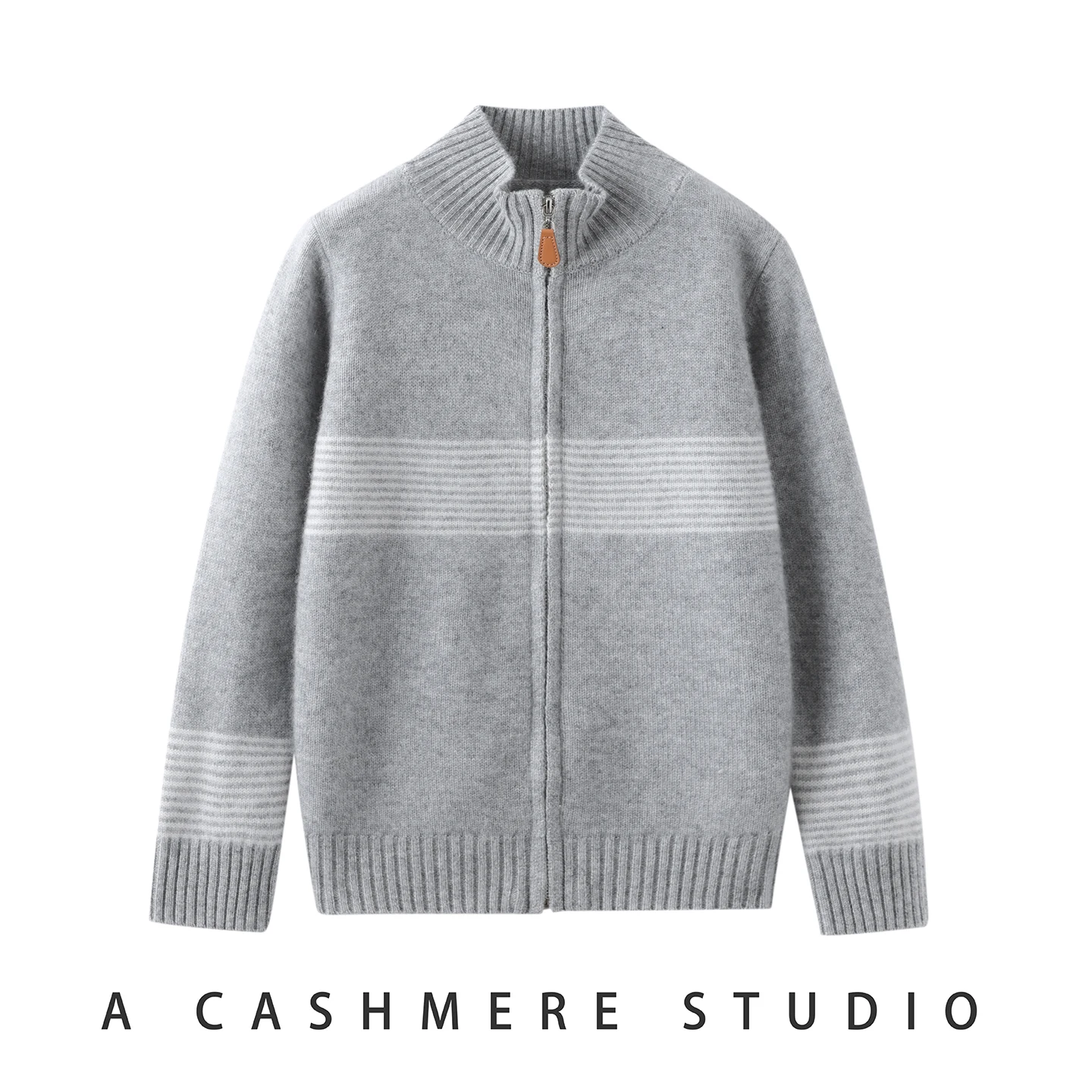 

ADDONEE Children Cashmere Cardigan Coat Autumn Winter 100% Cashmere Sweater Mock Neck Zipper Striped Cardigan Thick Warm Clothes