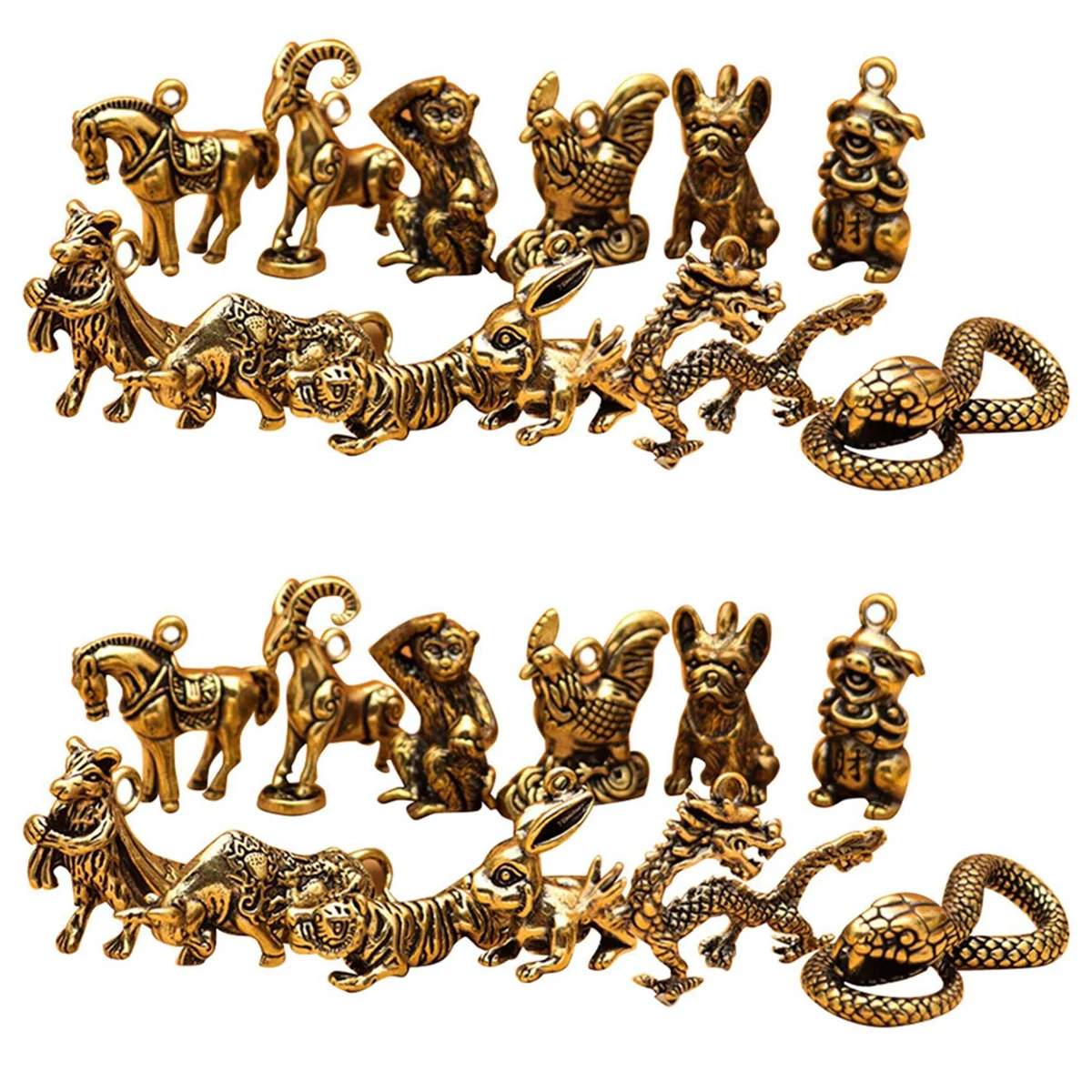 2025+ 24X Chinese Zodiac Dragon Statue Bronze Figurine Ornaments Antique Copper Animal Miniature Collection Home Decor Crafts