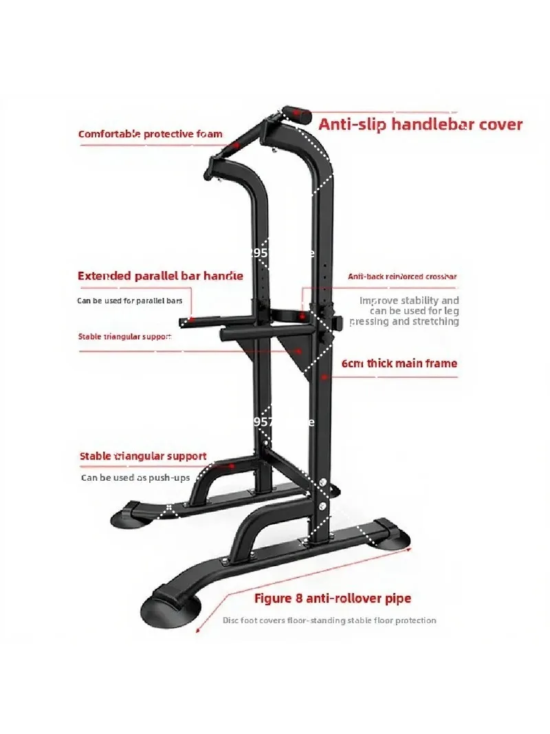 Folding Horizontal Parallel Bar for Home Gym, Indoor Floor Pull-up Double Bar, Fitness Strength Training Equipment