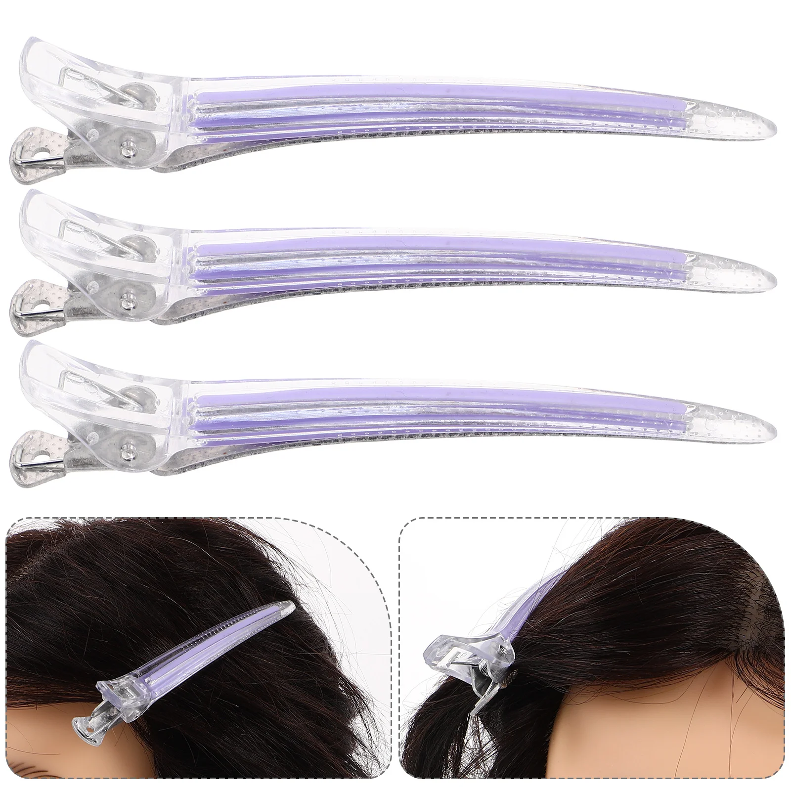 

3Pcs Purple Plastic Alligator Hair Clips Non-Slip Hair Styling Tools Duck Billed Sectioning Clips Hairdresser Accessories
