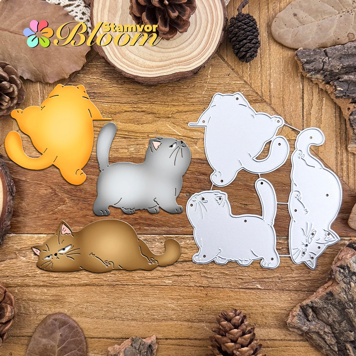 Original adorável engraçado gatos gordos corte de metal dados scrapbooking gravação decorativa