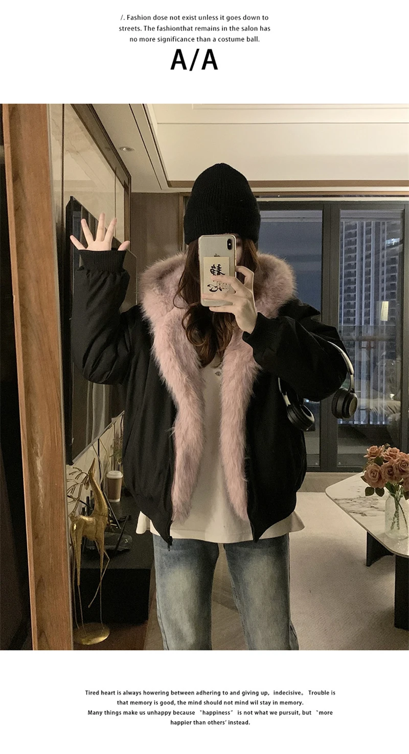 Two-sided Wear Imitation mink velvet Fur Hooded Cotton Padded Jacket Fashion New Winter Jackets Women's Short Loose Coats Trend 130 Sd4d776a182d1410dad5b383fb8cfb7c60