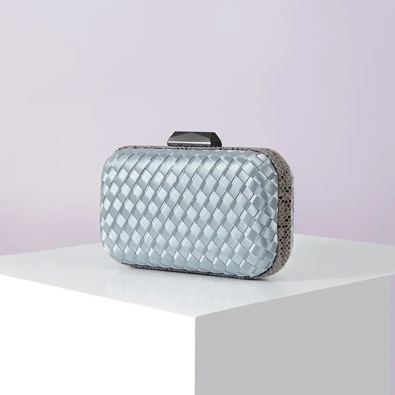 Luxury Woven Clutches High End Ladies Formal Party Evening Bags Sac A Main Femme Snake Skin Purses and Handbags Female Gift