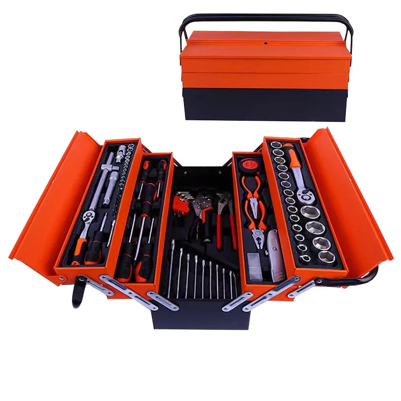 A set of 85pcs manual mechanical ratchet wrench sleeve combination tool hand kit for automotive, motorcycle