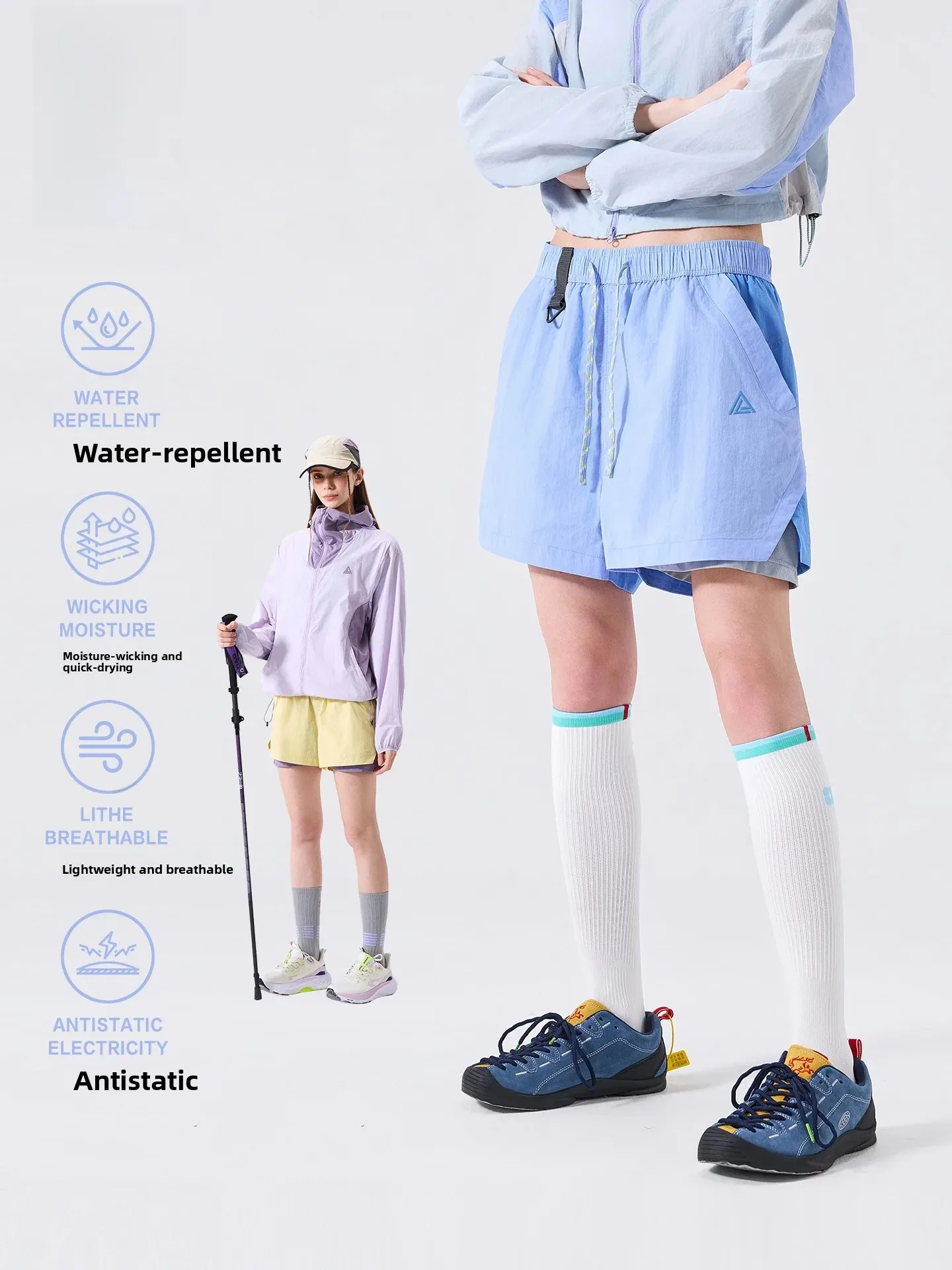 LAZY DAY Outdoor Waterproof Two-in-One Quick Dry Sports Shorts Women Summer Lightweight Breathable Hiking Pants