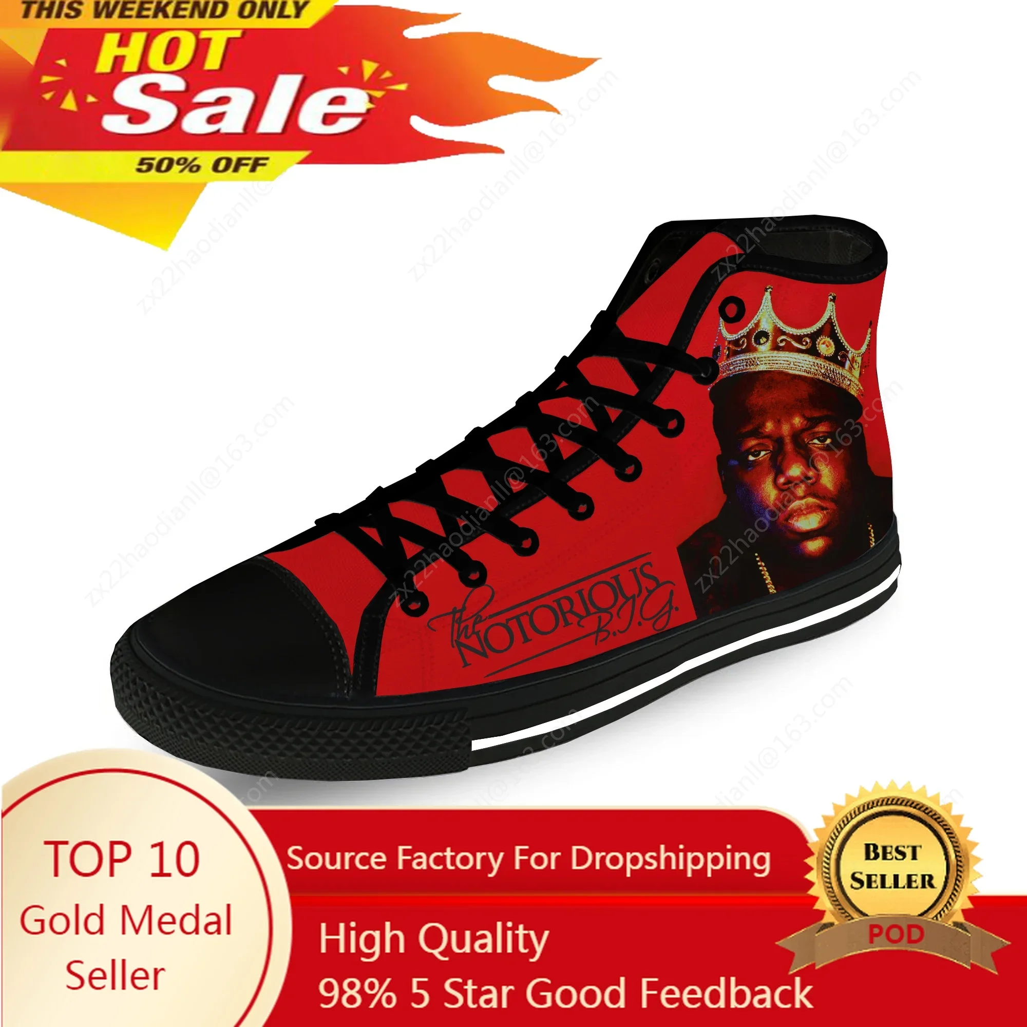 Notorious B.I.G. High Top Sneakers Mens Womens Teenager Casual Shoes Canvas 3D Print Shoes Cosplay Breathable Lightweight shoe