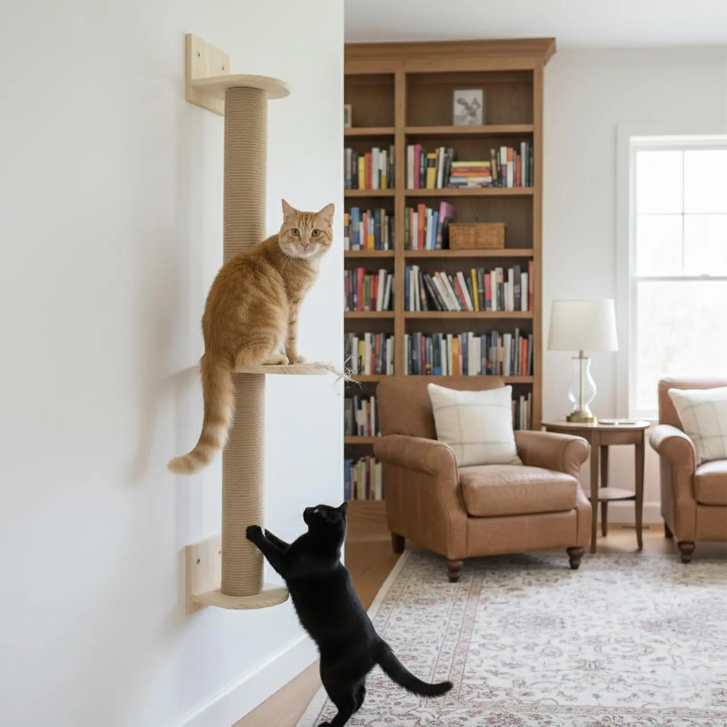 

1 шт. Настенная когтеточка для кошек, деревянная, с сизалевым канатом, для котят, с утолщенными столбами, для крупных кошек