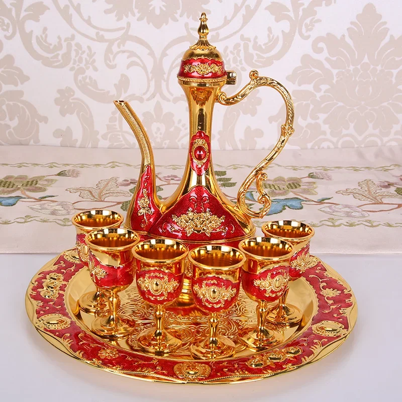Wine set Baijiu cup European retro creative wedding gift, metal Russian wine jug home ornament