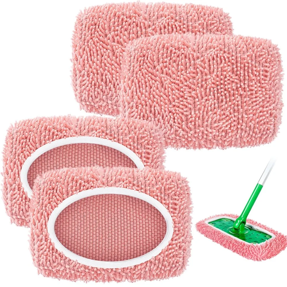 4Pcs Microfiber Mop Pads Reusable for Swiffer Sweeper Dry Wet Mopping Washable Cleaning Cloths for Hardwood Floor Surface