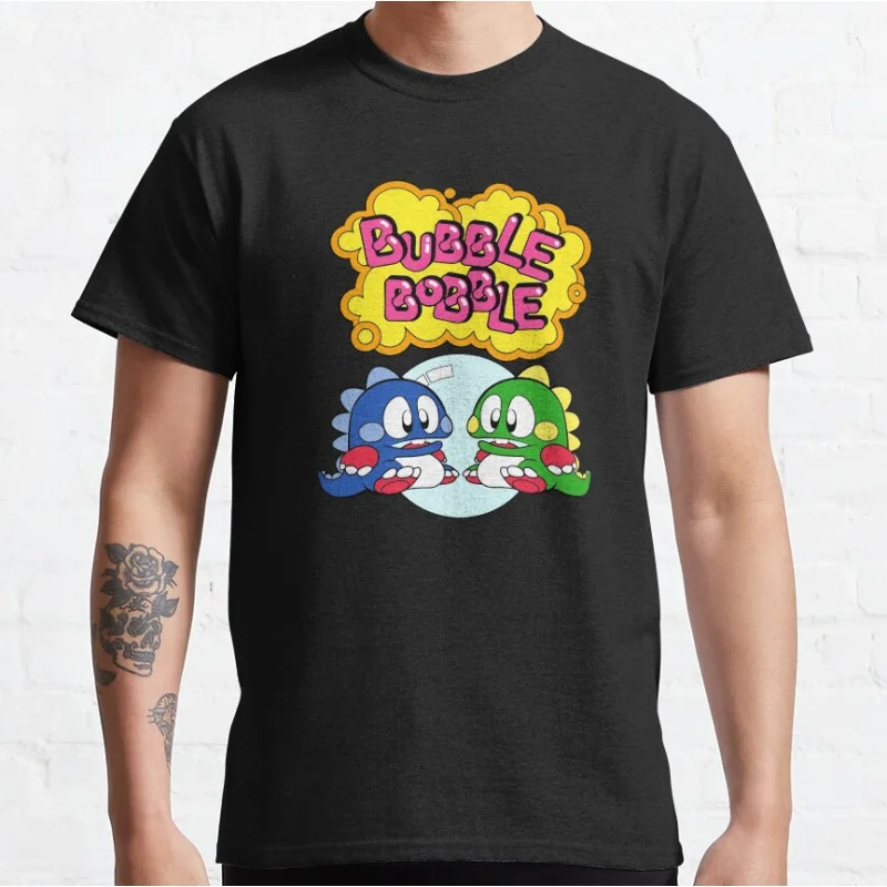 

Bubble Bobble 2 80s Vintage Japan Arcade game Bubble Bobble Retro Cute Dragon graphic t shirts large size tops S-6xl