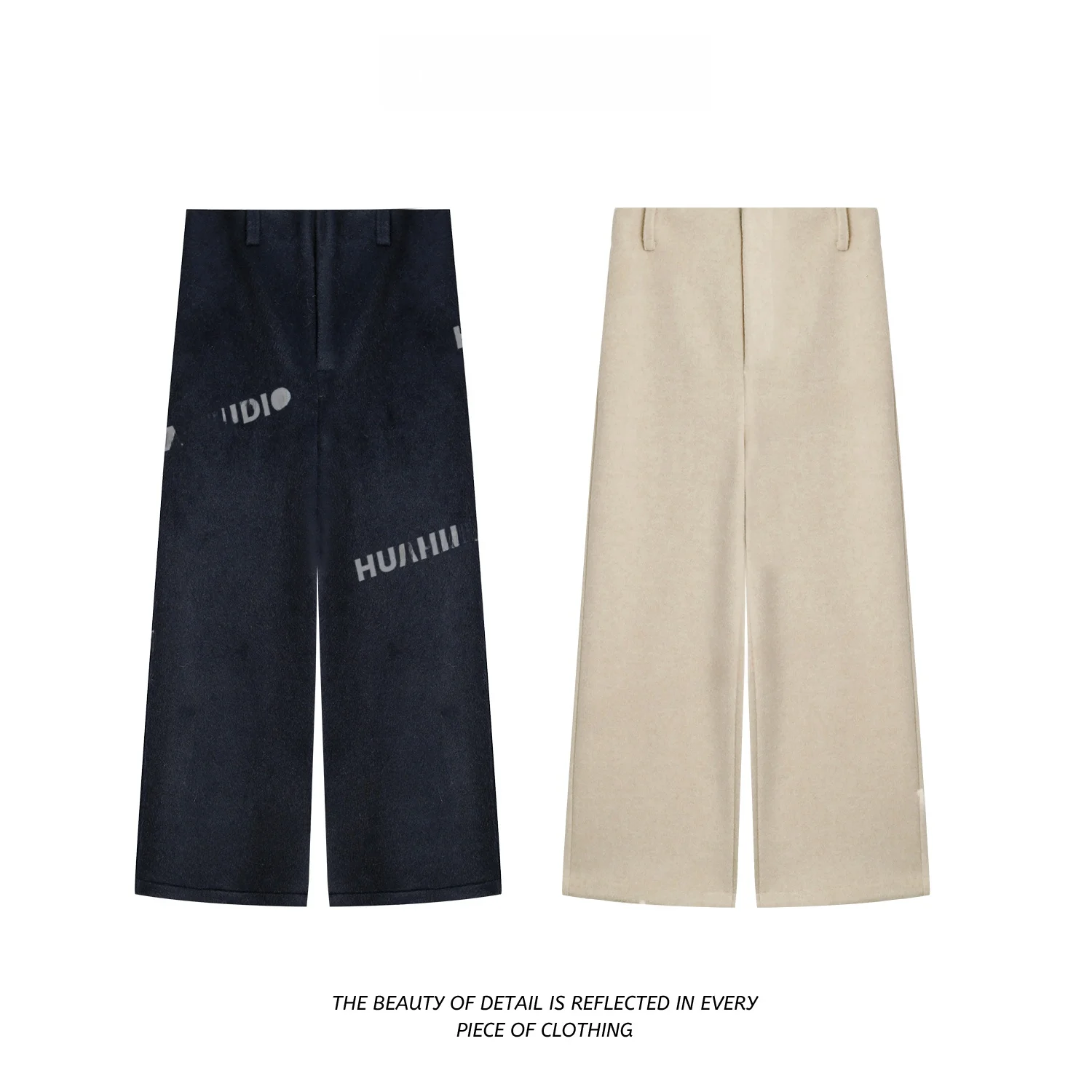 

Двусторонние шерстяные брюки-палаццо с высокой талией и прямым кроем для женщин: дышащие, приятные к телу, повседневные