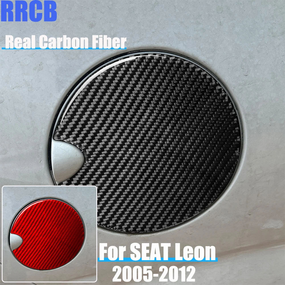 Real Carbon Fiber Car Accessories Fuel Gas Cap Panel Soft Cover Sticker For SEAT Leon MK2 2005 2006 2007 2008 2009 2010 2011 12