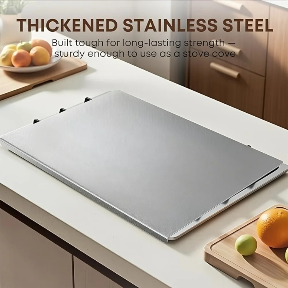 Double Sided Anti-Mold Stainless Steel Chopping Board Thick Bend Edge Kitchen Cutting & Dough Kneading Board