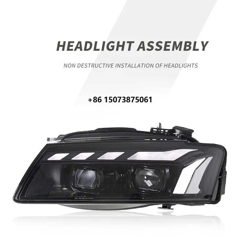 New 12V 6000K 50W LED Headlight Assembly for  A5 08-11 RS5 Conversion Kit 8000 Lumens H4 Bulb Glowing Turn Signal Lens