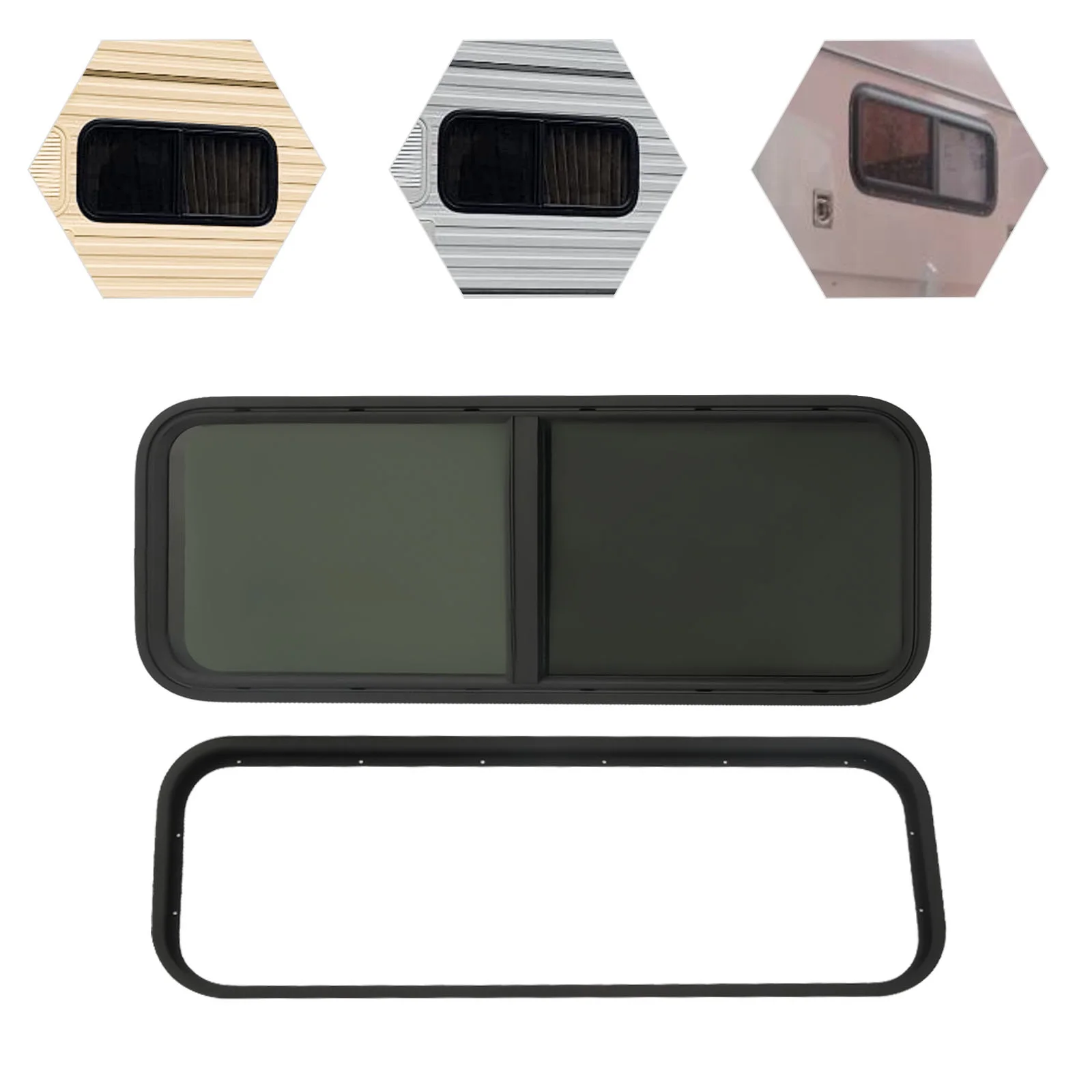 900x300mm/1000x400mm verre trempé coulissant RV fenêtre caravane fenêtre latérale camping-car évent Push-Pull fenêtre moustiquaire ombre fenêtre