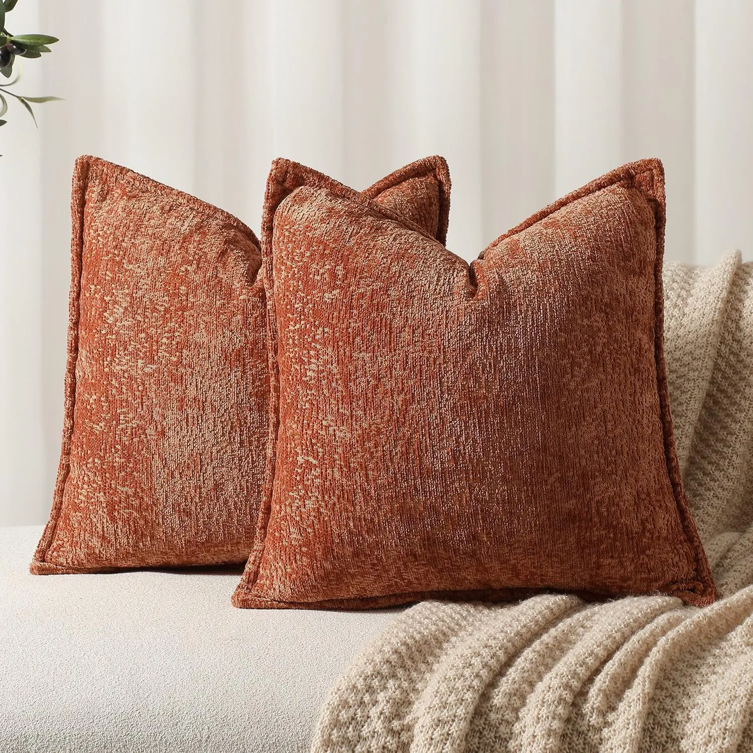 Ins Nordic Cushion Cover Thickened Chenille Throw Pillow Covers Green Decorative 45x45/50x50/65X65cm Sofa Bed Living Room Decor