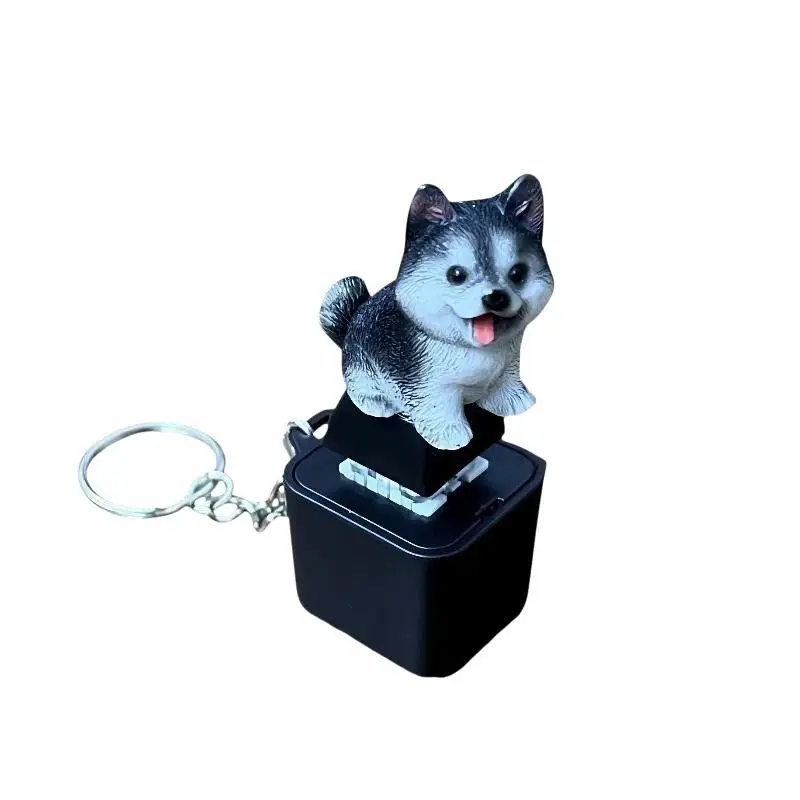 Lustiger Husky-Schwein-Schlüsselanhänger, wiederaufladbarer Knopf-Schlüsselanhänger, leuchtender Anhänger zur Stresslinderung, Dekorationsgeschenk, Spielzeug – Detail 6