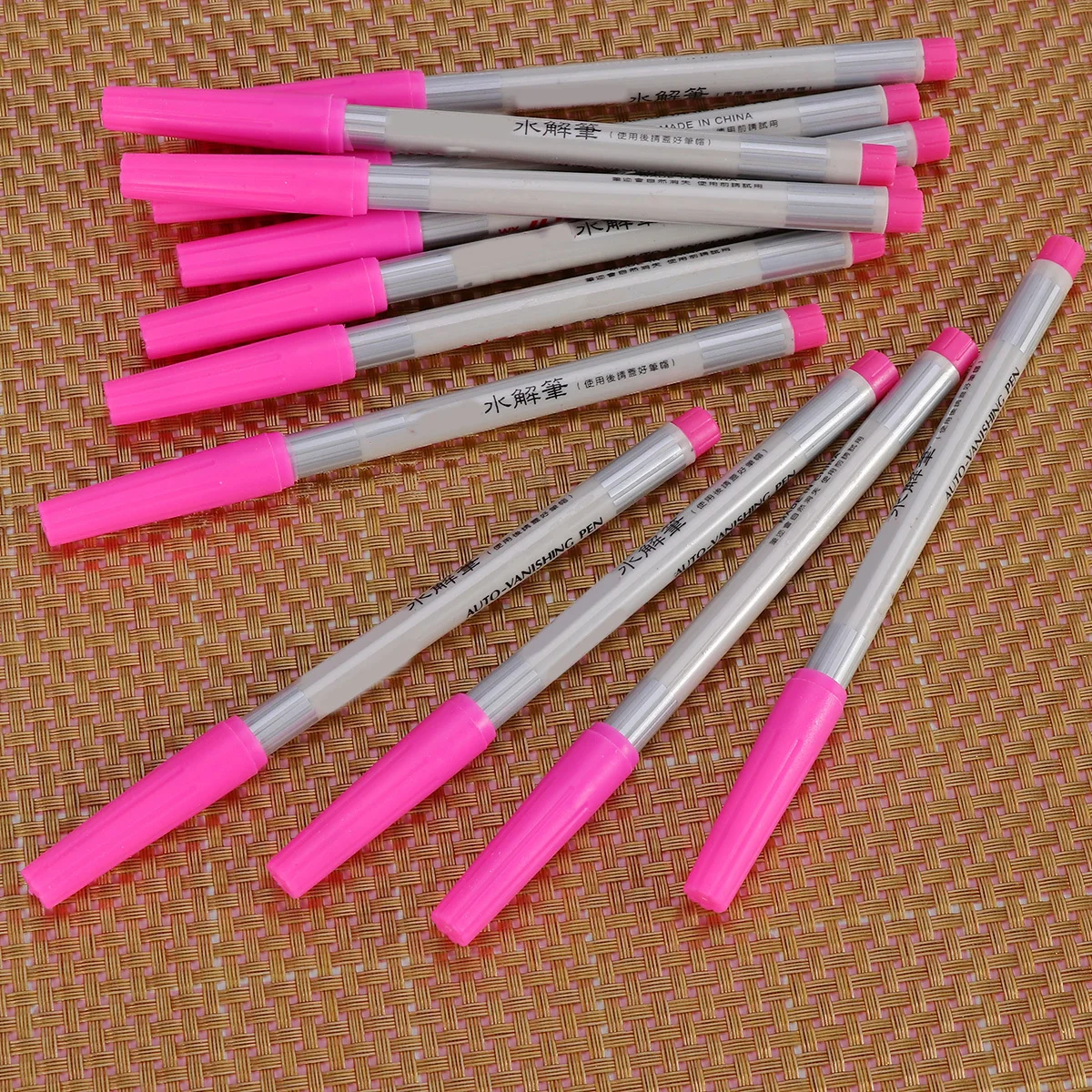

12pcs Water Soluble Ink Pen Auto Vanishing Fabric Marker For Sewing Quilting Disappearing Ink Tool Steel Nib Smooth Writing