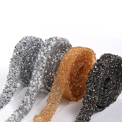 1 yard/lot Resin Rhinestone Adhesive Strip With Self-adhesive Sequin Lace DIY Jewelry Clothing Decoration Handicraft Accessories