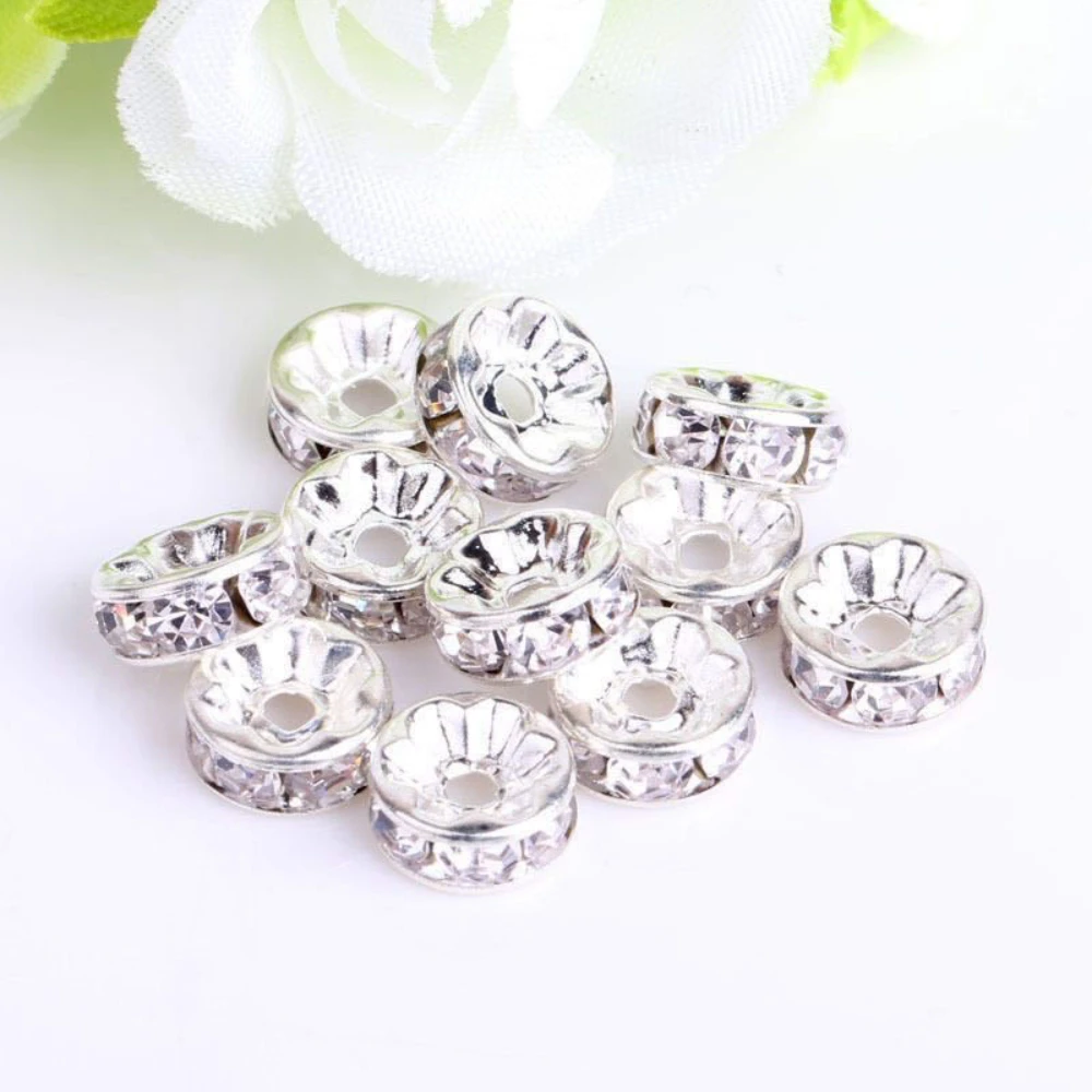 50/100 Stück 10 mm Strass Rondelle Kristall Runde lose Distanzperlen für Schmuck DIY Herstellung Armband Halskette Schmuck Zubehör – Detail 5