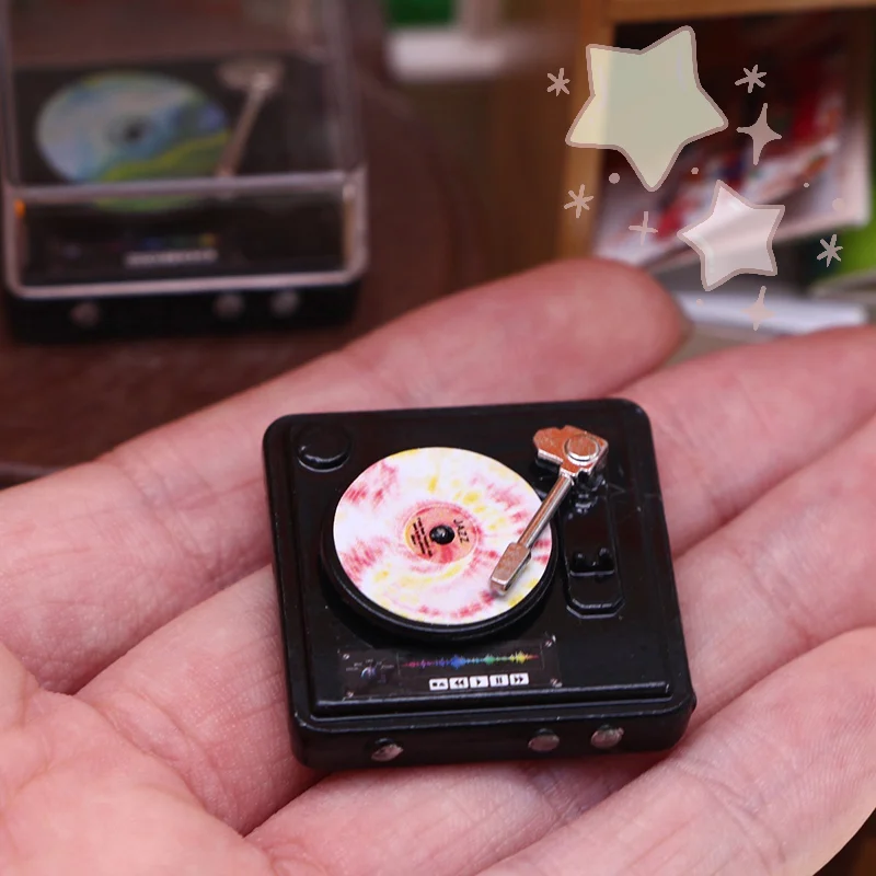 Reproductor de CD en miniatura para casa de muñecas, escala 1:12, sistema de Audio y música estéreo, modelo de decoración para el hogar, accesorios para casa de muñecas de juguete