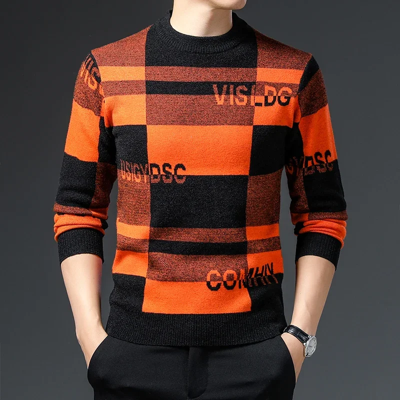 Мужской индивидуальный, модный, сочетающийся цвет, модный, красивый, теплый, удобный, новый утепленный бархатный свитер на осень и зиму