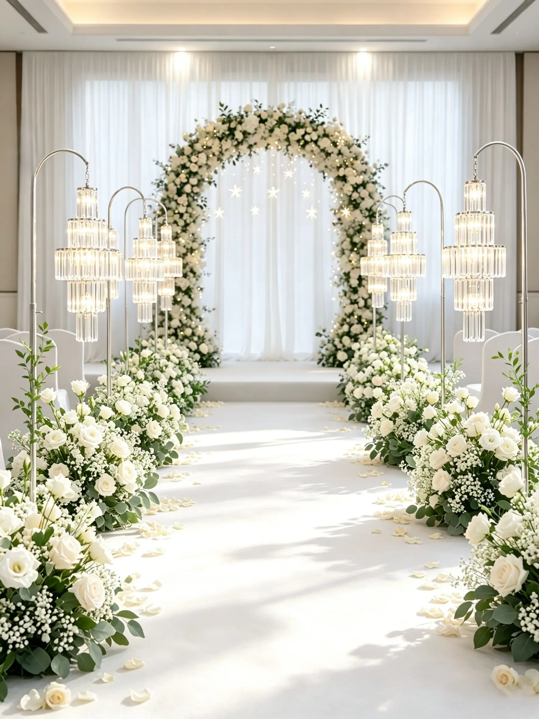 

Crystal Pendant Road Guide Chandelier Metal Luxury Wedding Party Hotel Hall Background Light Decor Ornament Props 2-4 Sets