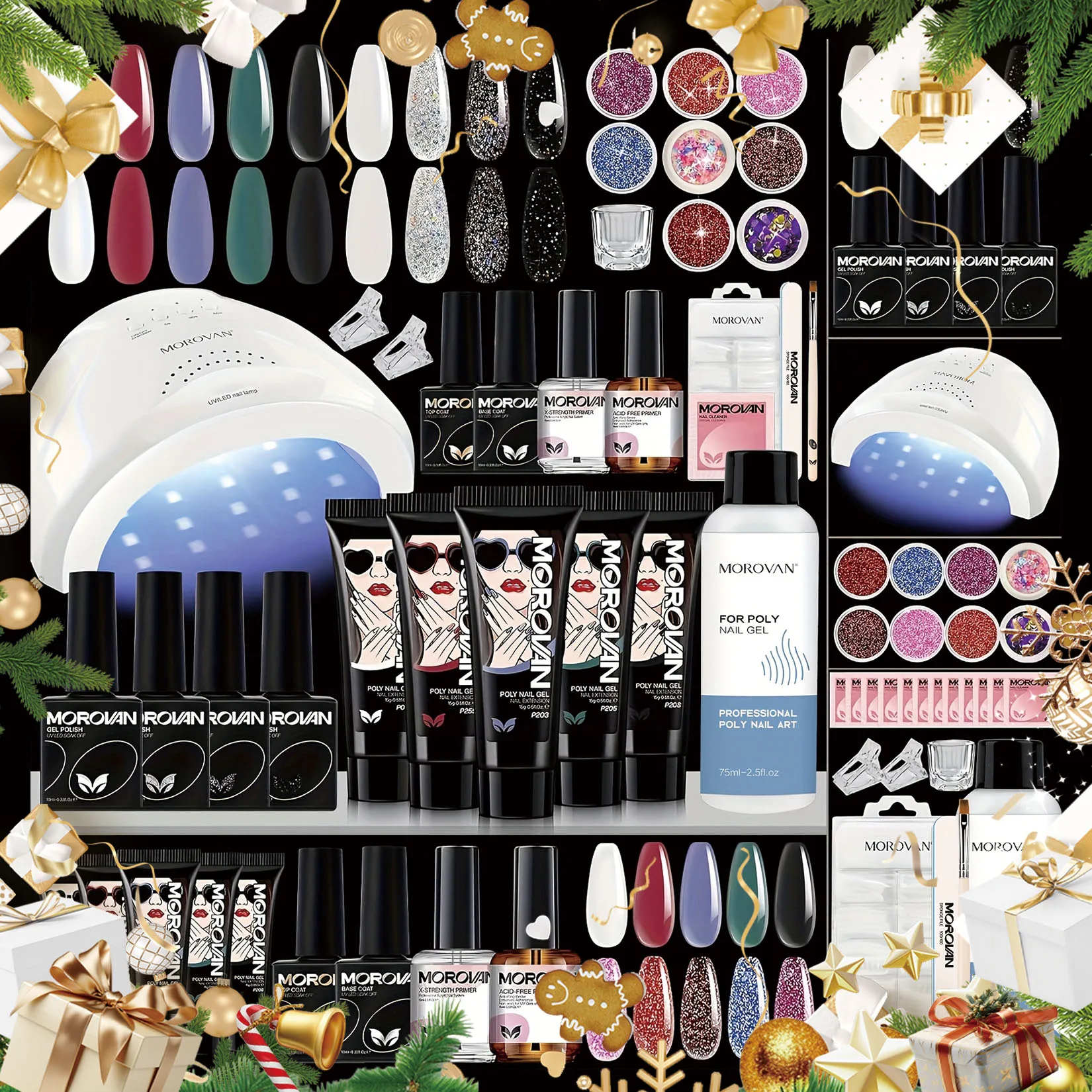 

Morovan Perfect Poly Gel Manicure Kit for Beginners:including all manicure supplies,Christmas gift