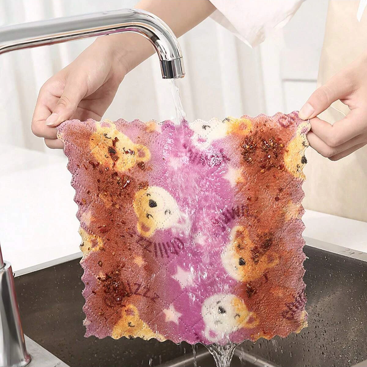 5/10pcs-Dishwashing cloth, absorbent coral velvet dishcloth, household kitchen and household soft cleaning cloth, random color