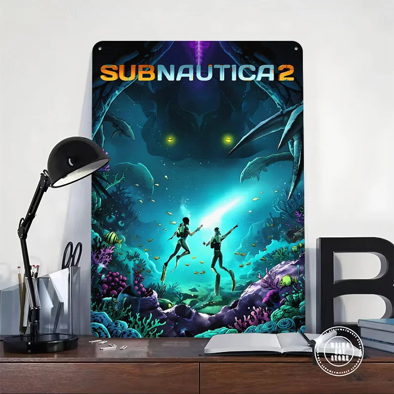 Subnautica 2 Underwater Scene 3D Texture Metal Poster Customized Wall Art Tin Sign Gift for Mancave Room Decorating Interior
