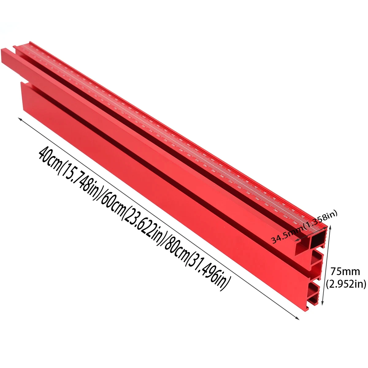 1Pc 40/50/60cm 75 Type Red/Black Anodizing With laser marking scale Aluminum Profile Router Fence Multi T-Track Table Saw Fence