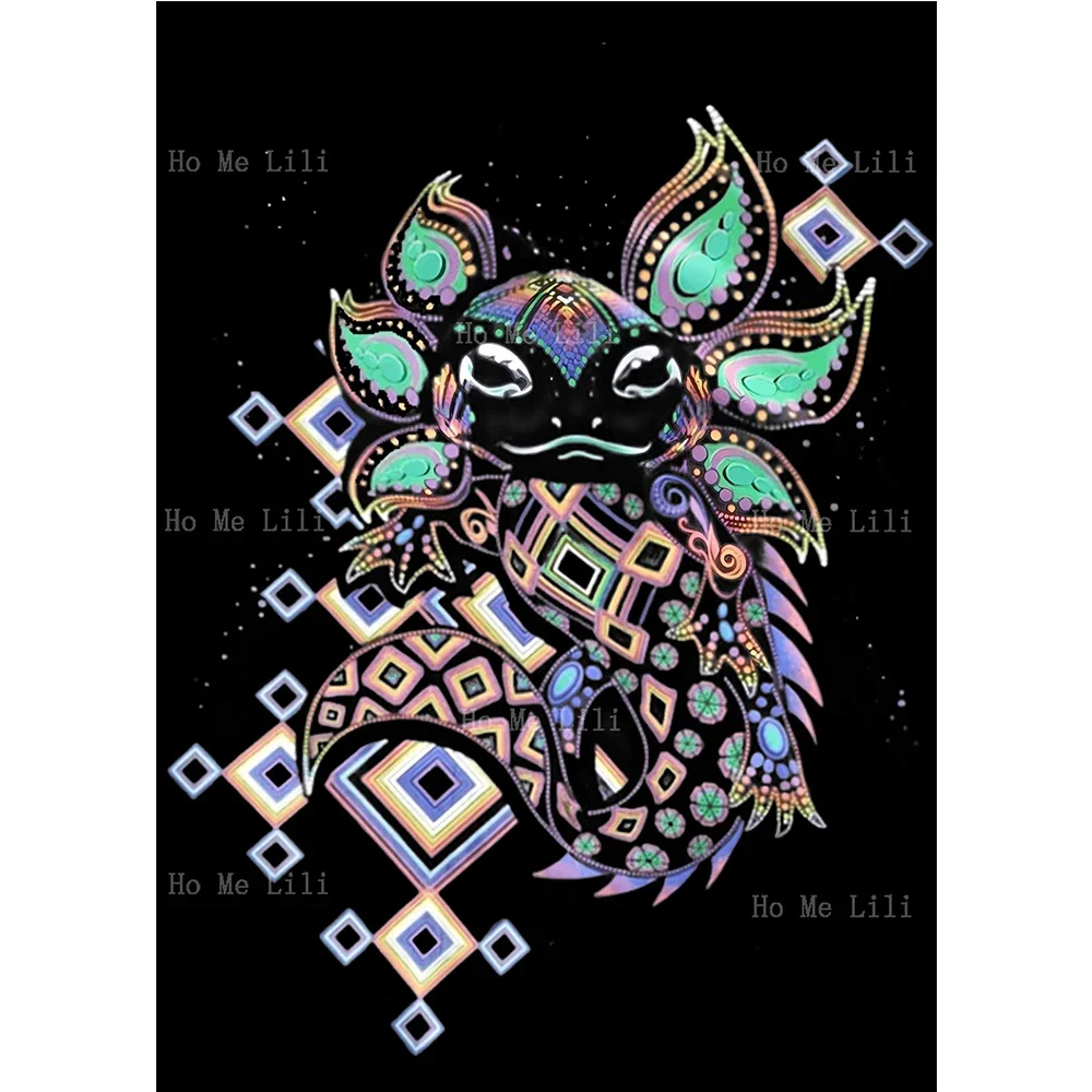 Psychedelic Axolotl Huichol Eye Of God Trippy Hippie Rave Festival Tribal Canvas Wall Art Living Room Bedroom Bathroom Decor