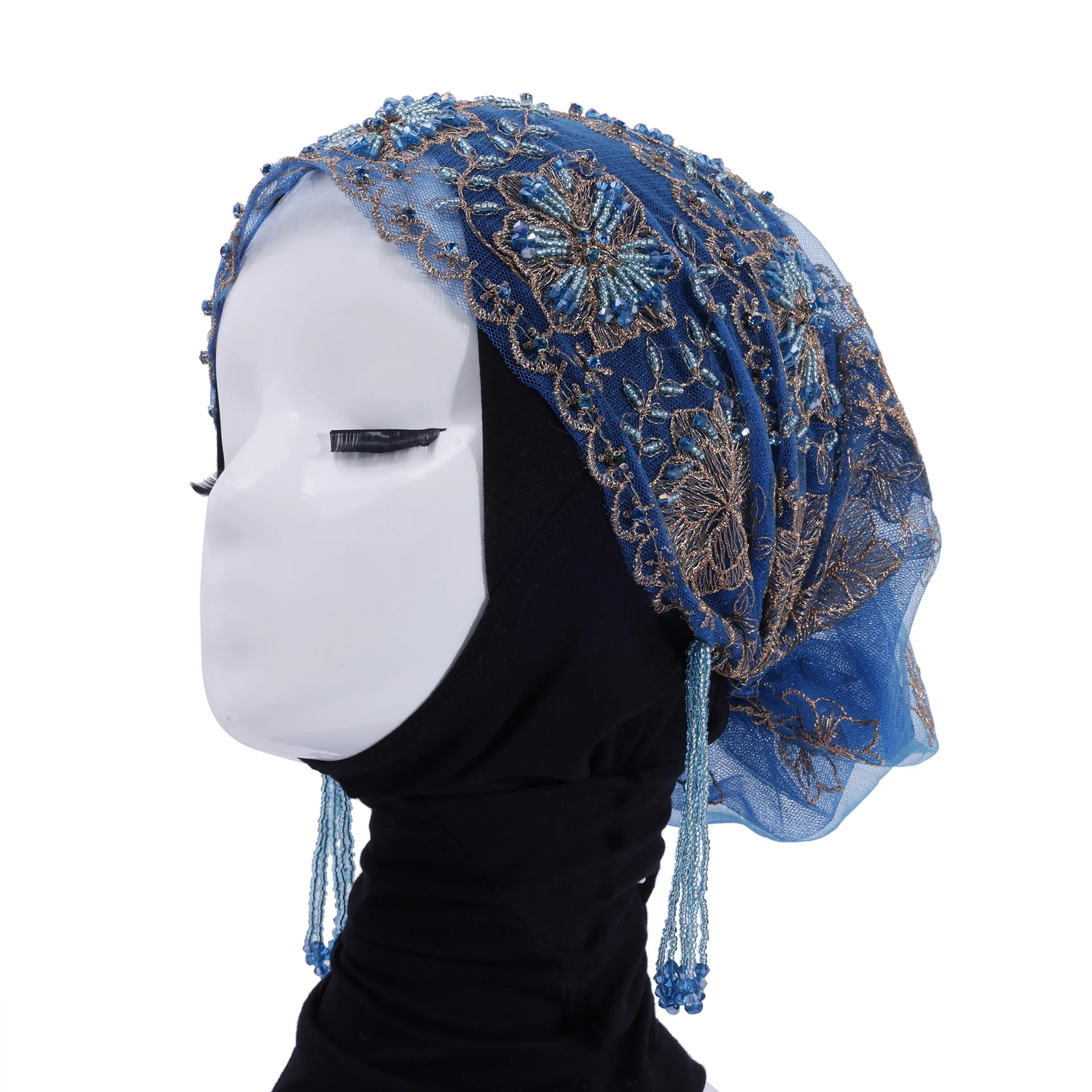 Strass Stickerei Frauen Kopf Turban Muslimischen Weiblichen Hut Krebs Chemo Kappe Afrikanische Kopf Wraps Motorhaube Haarausfall Stirnband Mujer