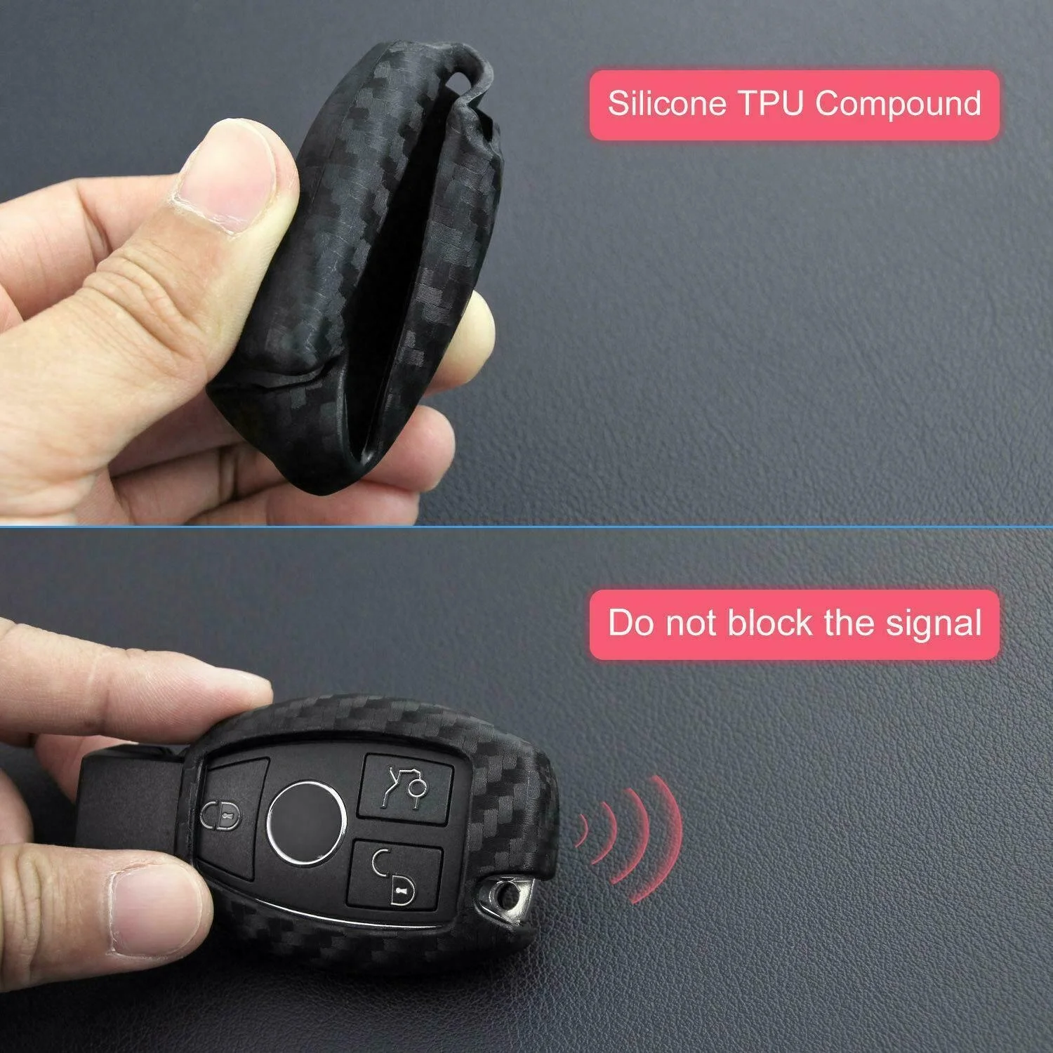 Carbon Fiber Silicone Remote Car Key Fob Cover Case Shell Holder Chain For Mercedes Benz W211 W212 W245 W203 W204 W205 W221 W222
