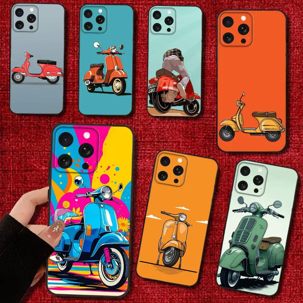 

V-VespaS Scooter Phone Case For iPhone 16e,16,15,14,13,12,11,Pro,X,XS,Max,XR,Plus,Mini Soft Black Cover