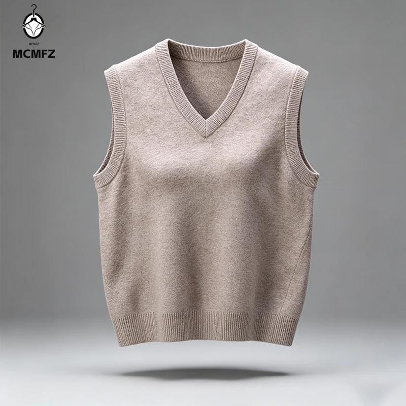 Mens Sleeveless Knitted Pullover Classic V Neck Texture Stretch Fabric Casual Daily Male Warm Waistcoat Clothing