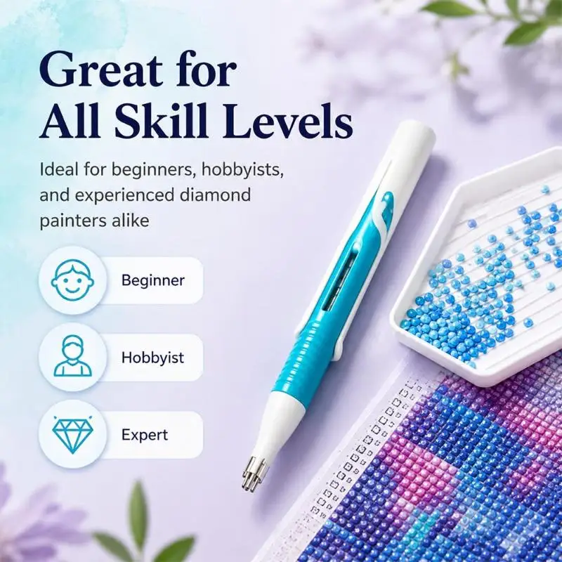Automatischer Stift zum Auftragen von Perlen für Diamond-Art-Bilderrahmen, geeignet für 2,8-mm-Perlen, langlebig, wachsarm und ergonomisch geformt. – Detail 6