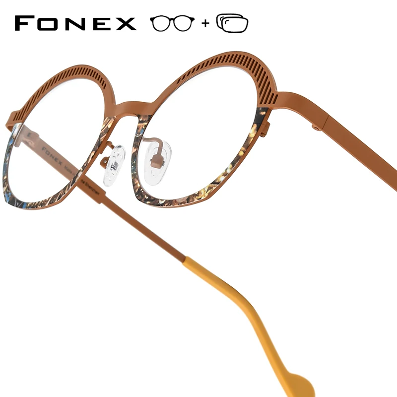 

FONEX прогрессивные очки по рецепту с защитой от синего луча, оптические линзы для близорукости, женские овальные очки в титановой оправе 85926