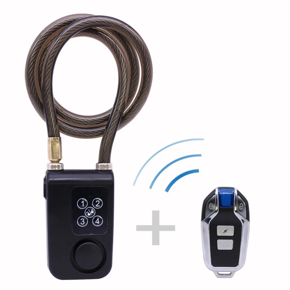 Bike Motorcycle Lock Alarm Wireless Remote Control Waterproof 110DB Scooter Bicycle Burglar Vibration Alarm Cable Lock