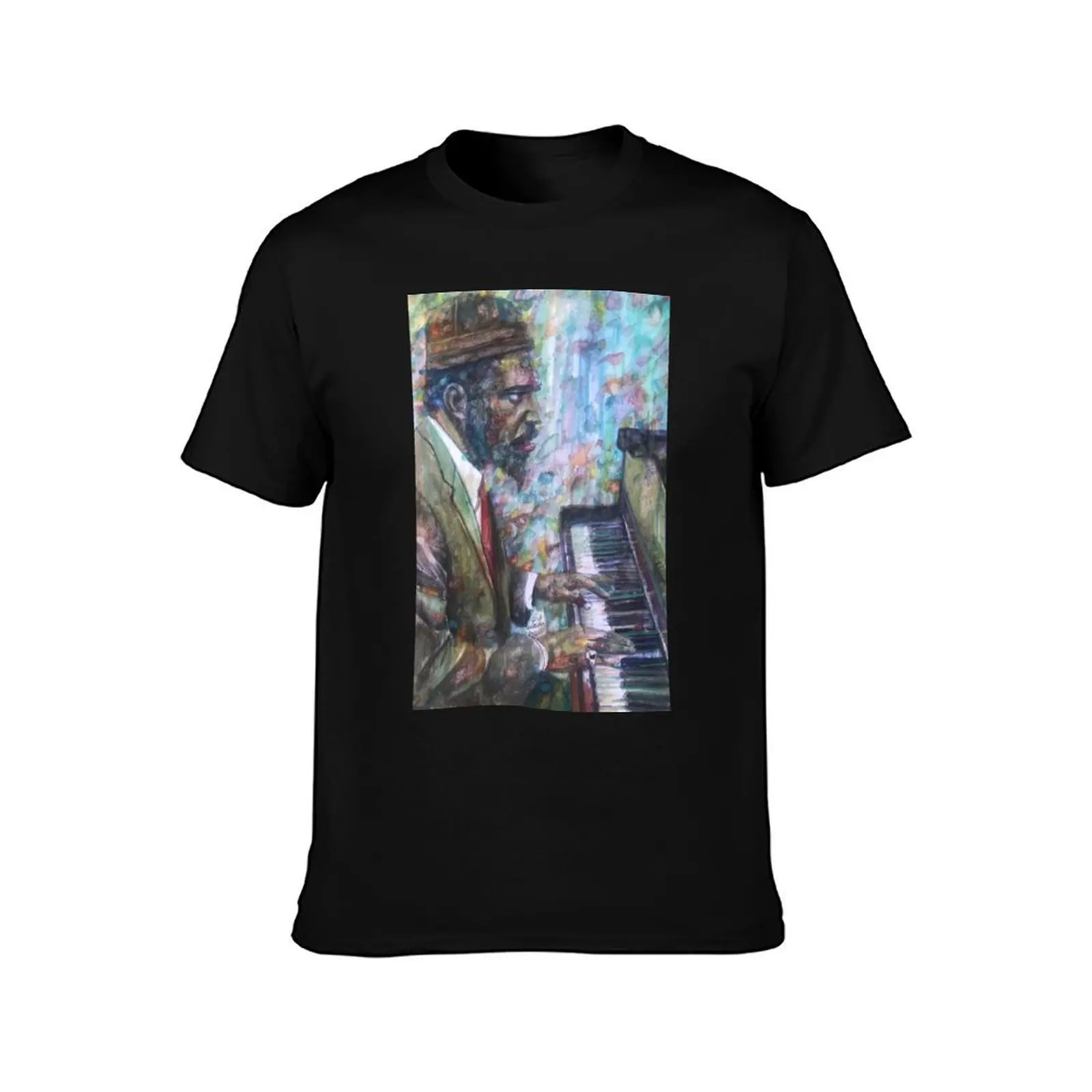 THELONIUS MONK watercolor portrait T-Shirt Summer Casual Cotton Tee Oversized Streetwear Tops Vintage Graphic Print