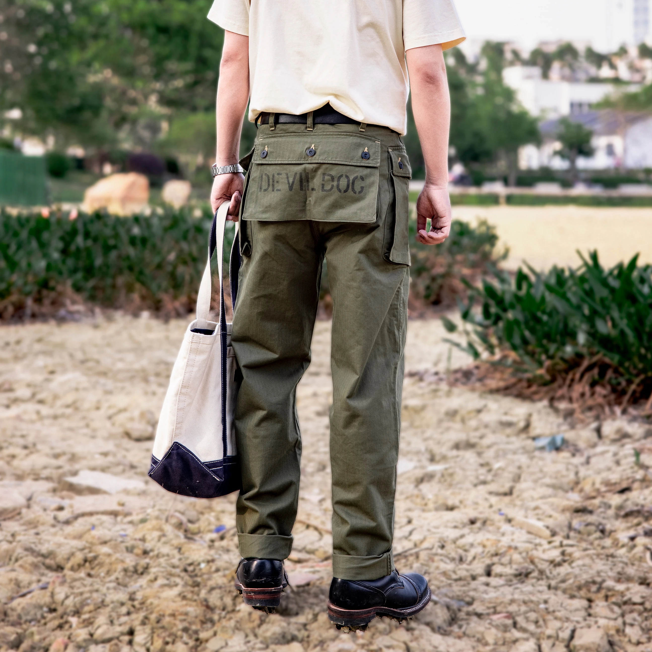

P44-0004 Us Military Style Cargo Trousers Mens Cotton Vintage Slim Fitting Casual Pants