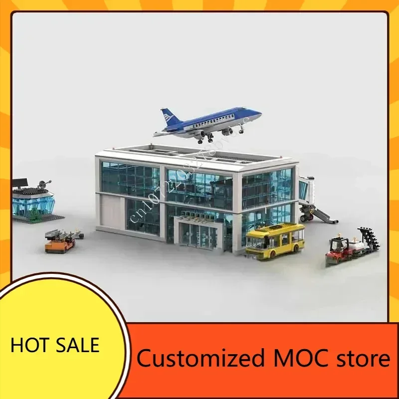 2984PCS Airport City Hot Selling MOC streetview  Christmas Creative Holiday Puzzle Architecture DIYAssembly Birthdayal  Toy Gift