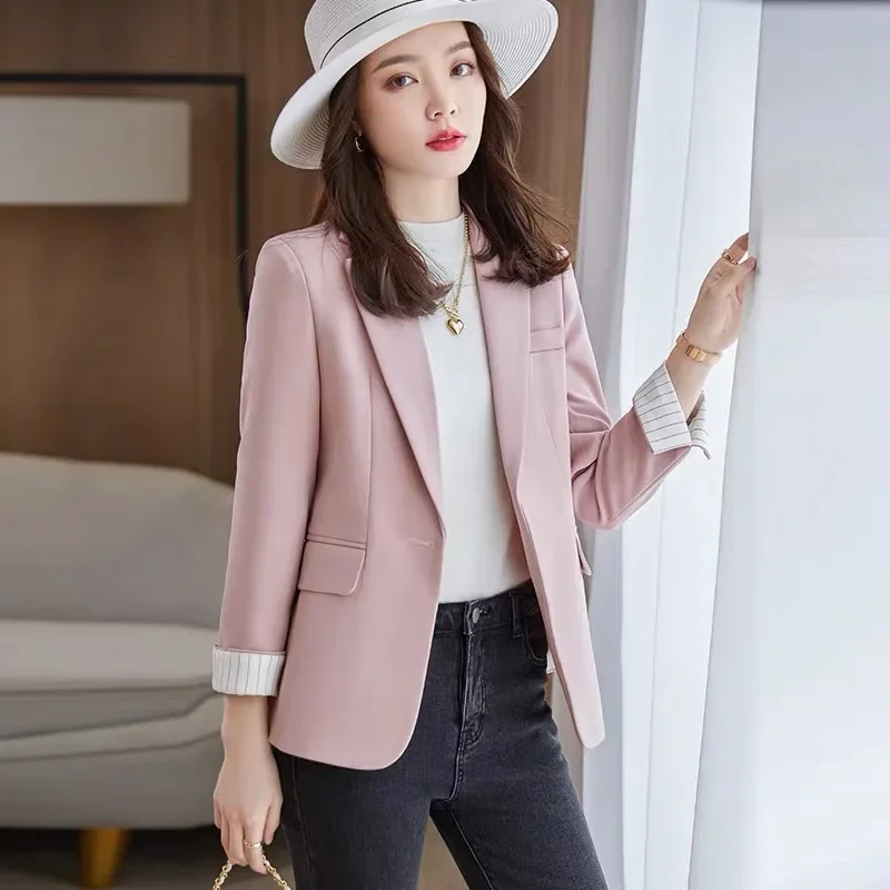 

High Sense Elegant Women's Short Suit Jacket Long Sleeve 2024 Spring and Autumn New Korean Style Slim-fit Office Lady Suit Top