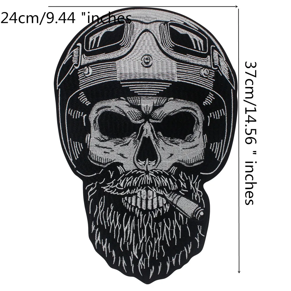 Skull Embroidered Patch Skull Helmet Embroidered Applique Badge Iron On Emblem Sew On Punk Decorative Applique Skeleton Helmet