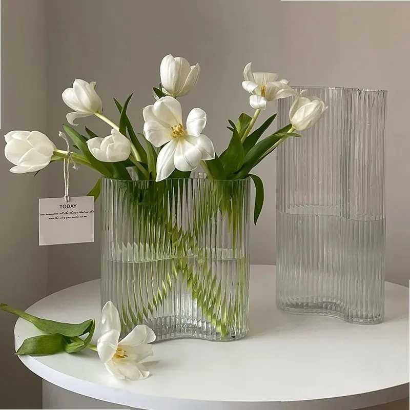 Vase Ornaments Living Room Flower Arrangement Glass Transparent Aquaculture Flowers Bedroom Light