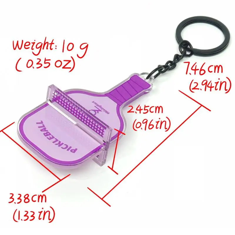 New Cute Mini Acrylic Pickleball Paddle Keychains Bright Multicolor Sturdy Key Ring for Student Backpack Pendant Small Gift