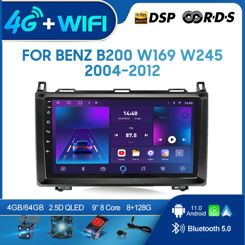 

QSZN For BENZ B200 W169 W245 2004-2012 2 din Android 12.0 Car Radio Multimedia Video Player GPS Navigation 4G Carplay Head unit