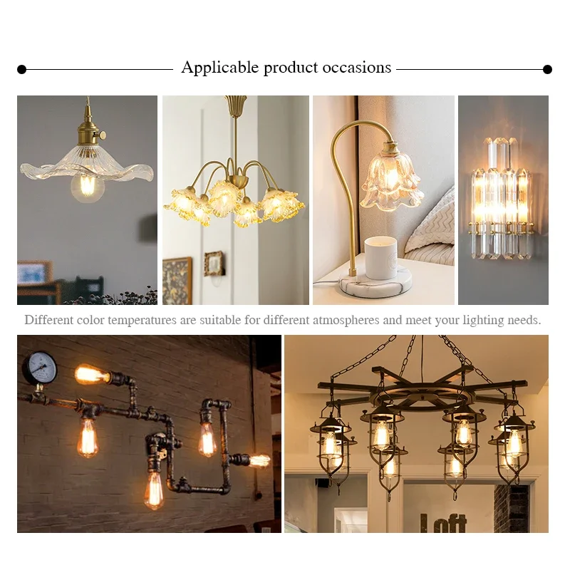 6pcs/lot LED Edison Bulb 220V 2W 4W 6W 8W Led Bulb E14 C35 C35L Filament Light E27 G45 A60 G80 G95 Retro Vintage Glass Bulb Lamp
