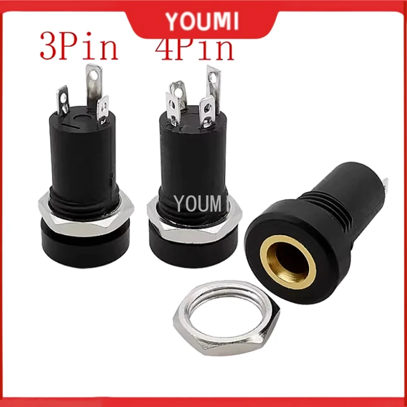 10pcs 3.5mm Audio Jack Socket 3/4 Pole Stereo Solder Panel Mount 3.5 Mm Headphone Female Socket Connector with Nut for PJ392A