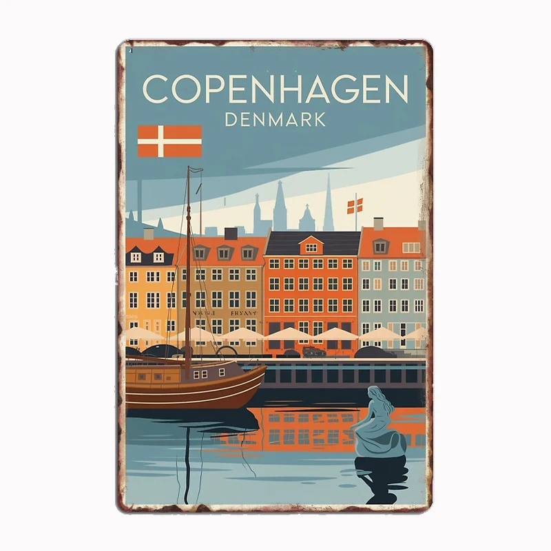 

Coppenhagen Vintage Travel Poster Metal Sign Club Indoor Room Decor Custom Tin Home Wall Decor